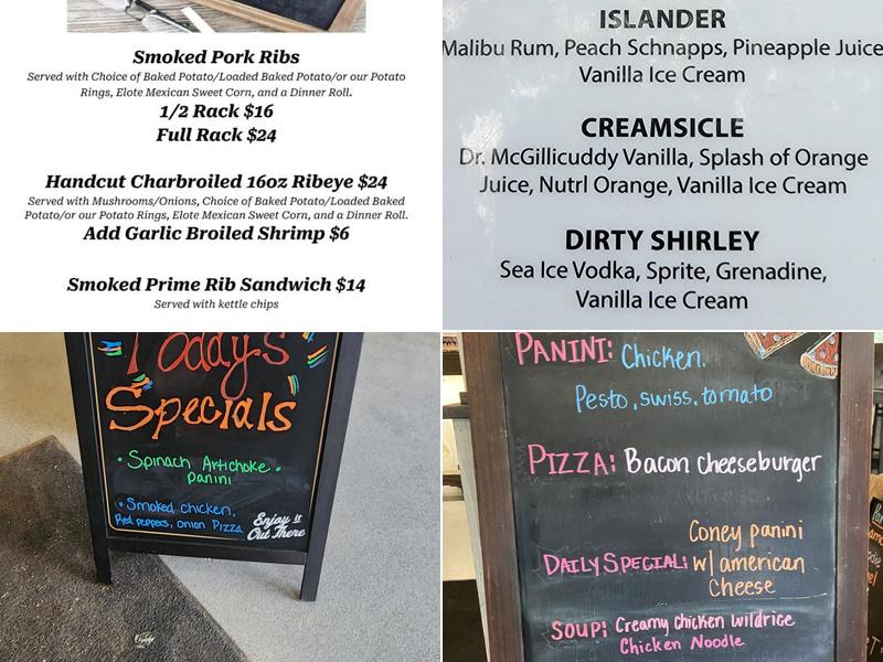Parker's Sandbar Menu