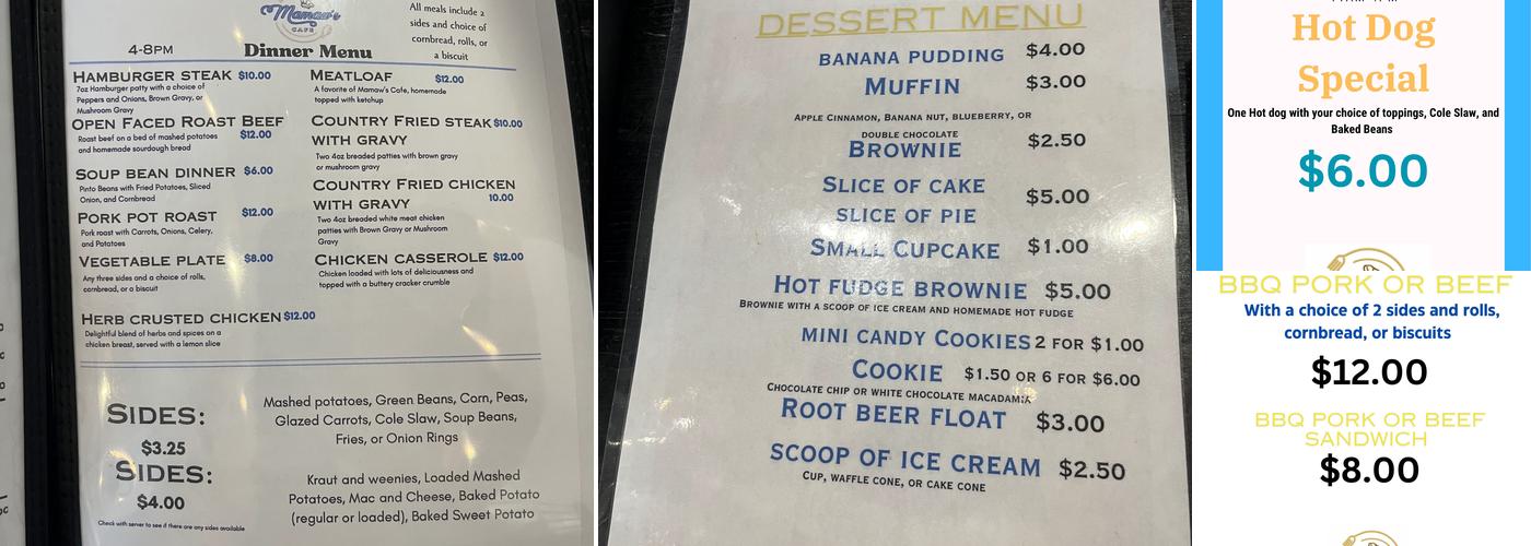 Mamaw's Cafe Menu