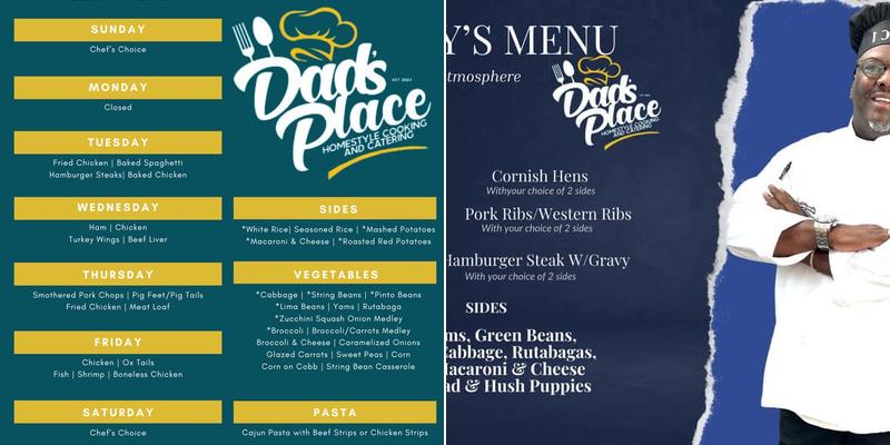 Dad’s Place HomeStyle Cooking and Catering Menu