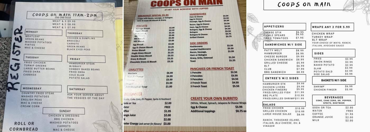 Coops On Main Menu