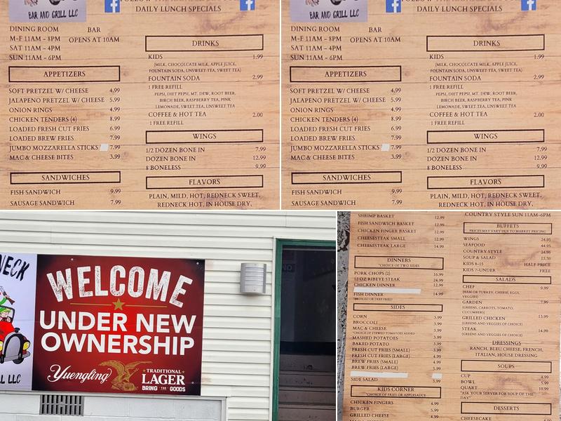 The Redneck Bar & Grill, LLC Menu