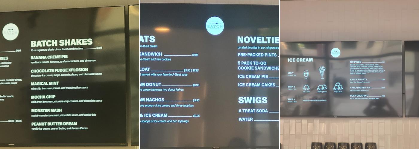 Batch Microcreamery Menu