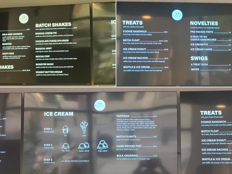 Batch Microcreamery Menu
