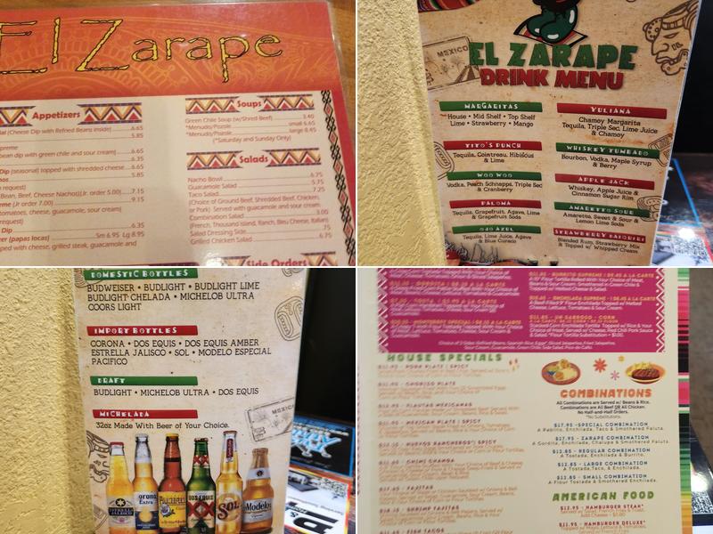 El Zarape Menu