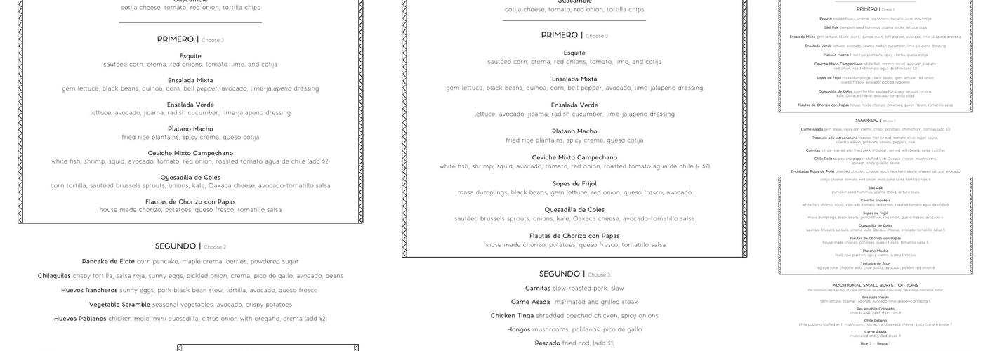 Flores San Mateo Menu