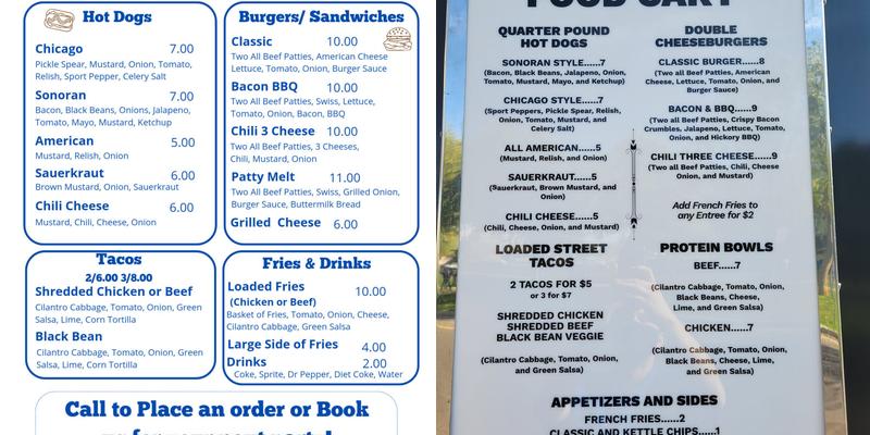 Fountain Hills Food Cart Menu