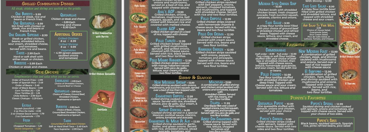 MexiTime Mexican Grill Menu