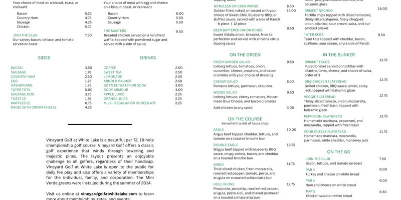 The Upper Deck Bar and Grill Menu