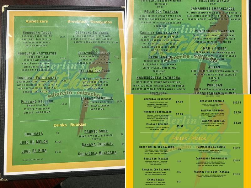 Merlin’s kitchen Menu