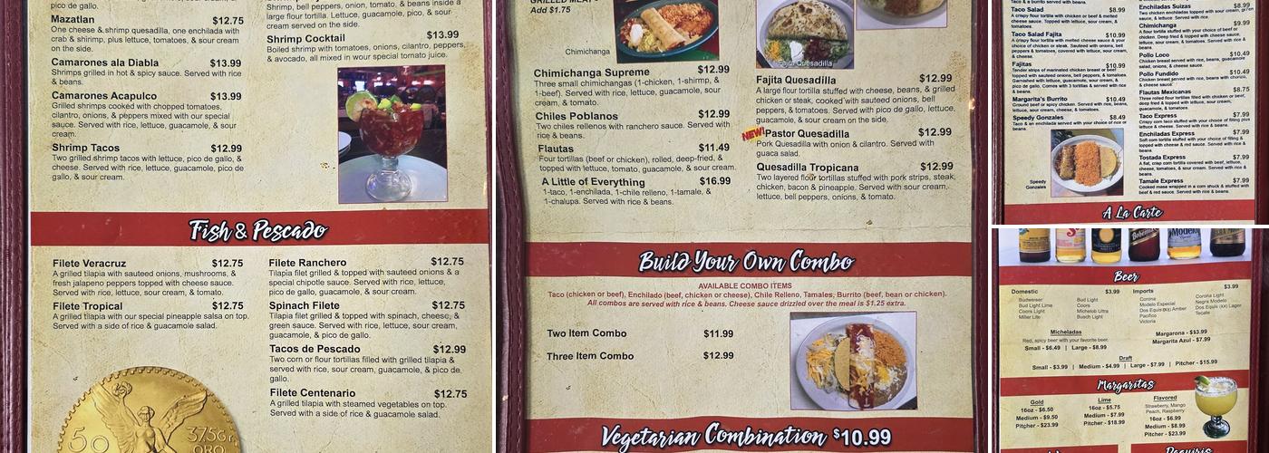 El Centenario Menu