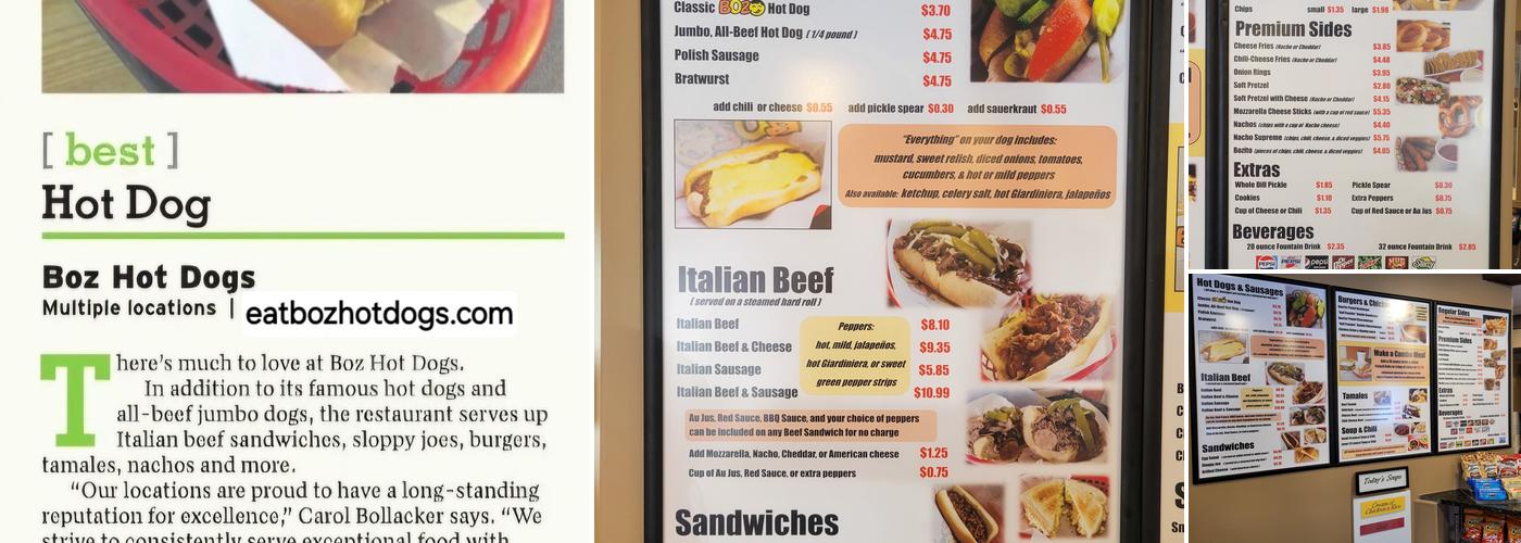 Boz Hot Dogs Menu
