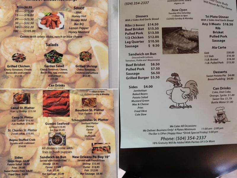 Larue's Bar B Que & Seafood Menu