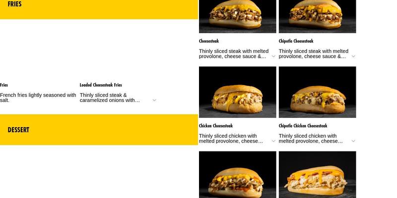 Pardon My Cheesesteak Menu