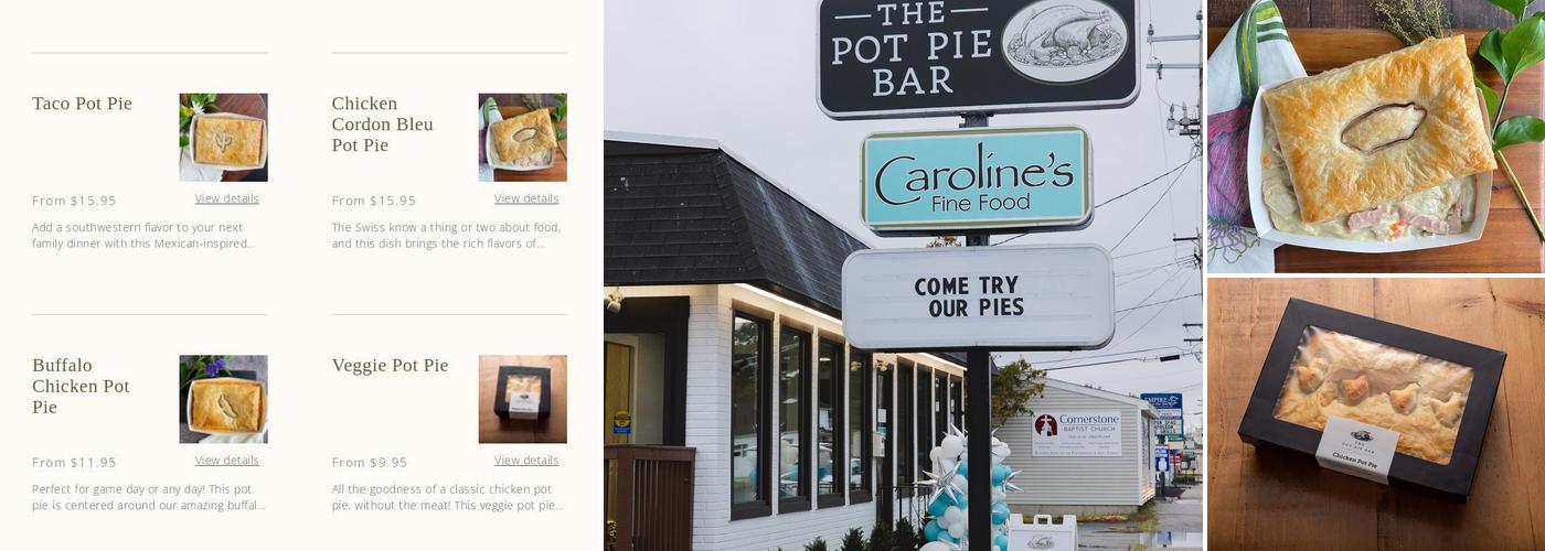 The Pot Pie Bar Menu