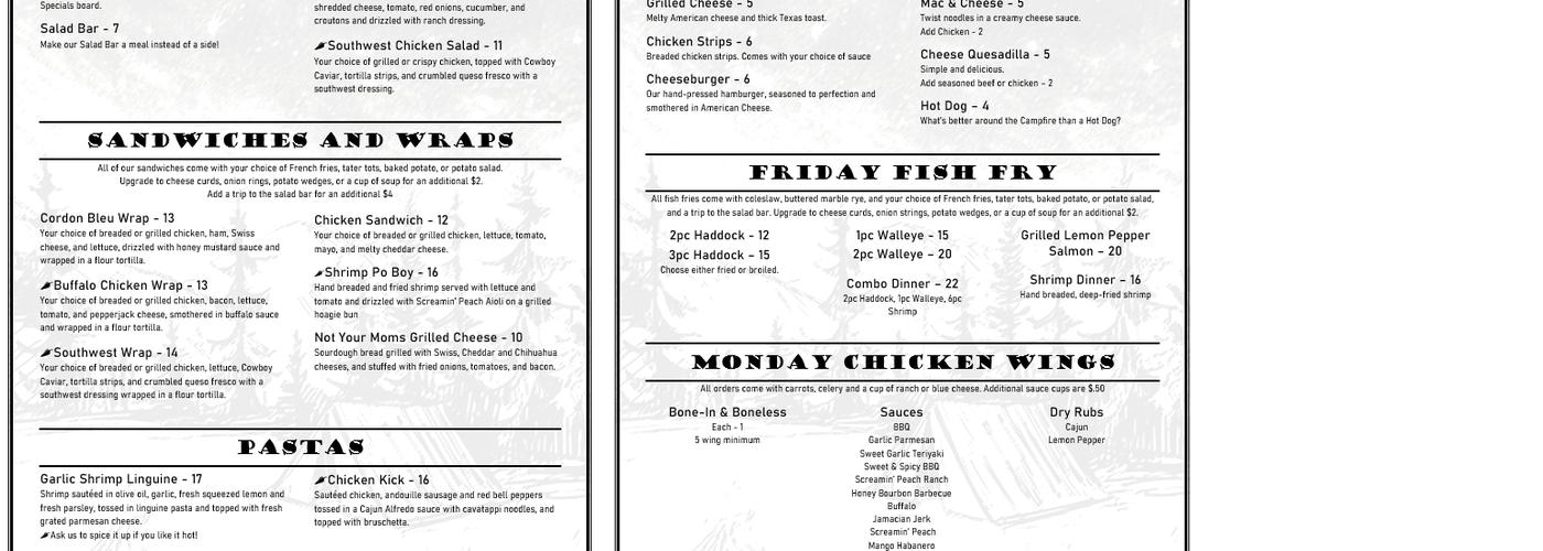 Campfire Bar & Grille Menu