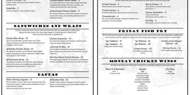 Campfire Bar & Grille Menu