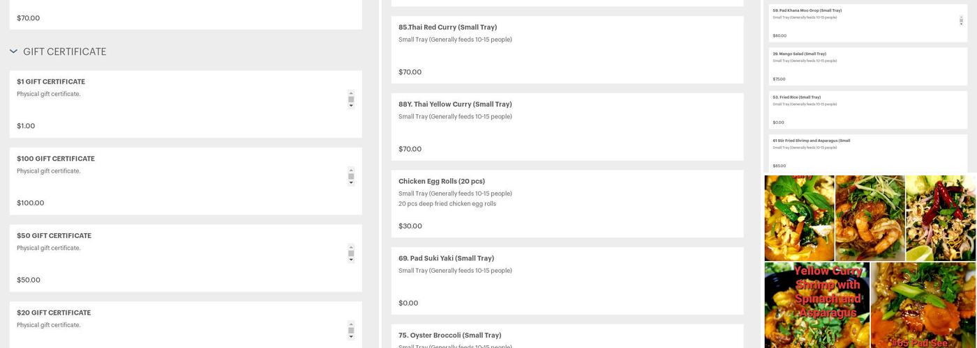 On's Thai Express Menu