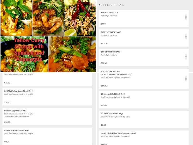 On's Thai Express Menu