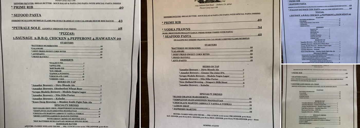 Teresa's Place Events and Catering Menu