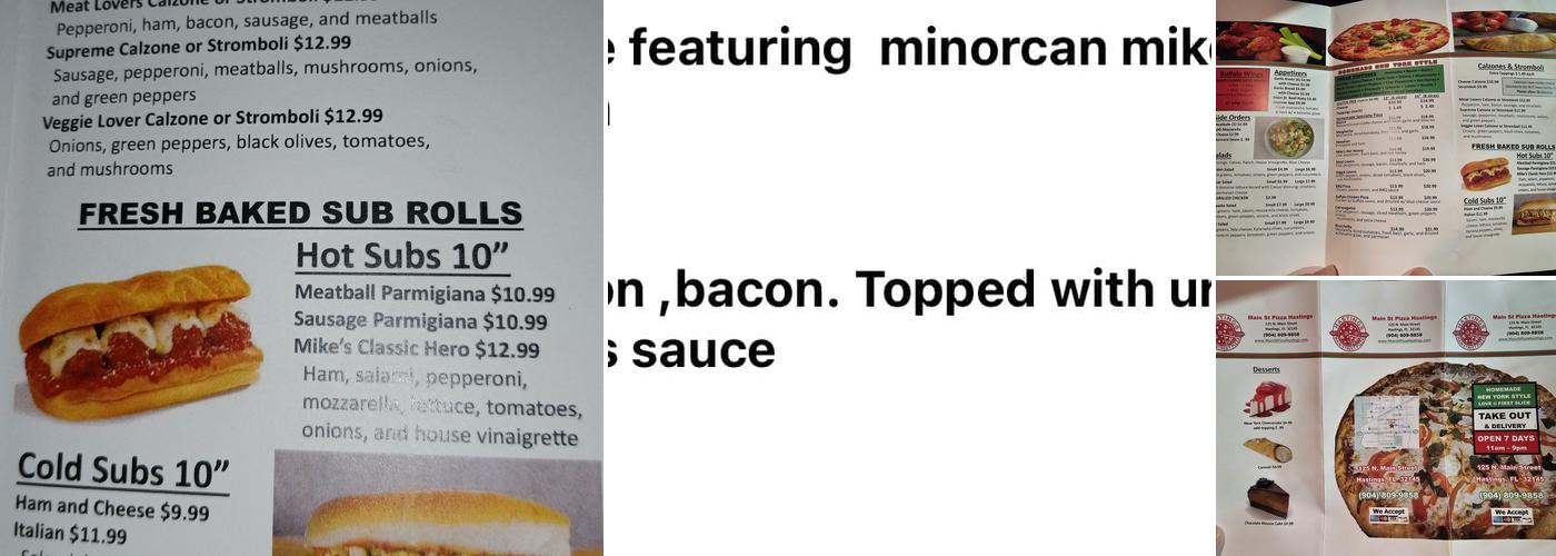 Main St Pizza Hastings Menu