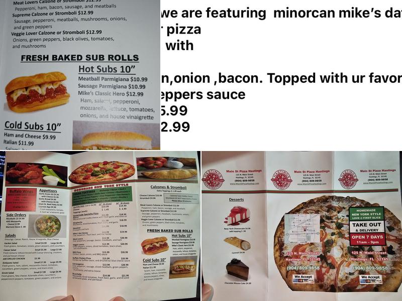 Main St Pizza Hastings Menu