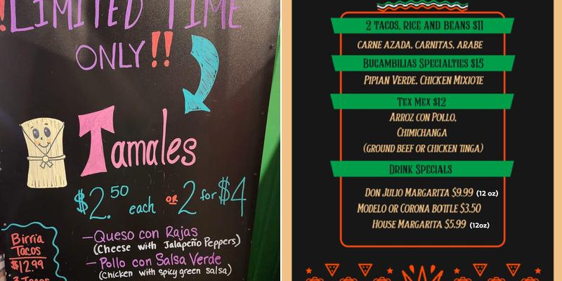 Bugambilias food truck Menu