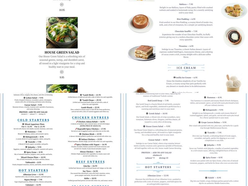 Efesus Mediterranean Cafe Menu