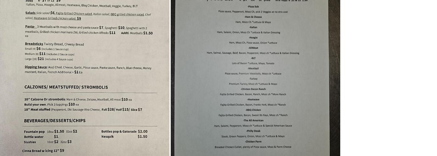 Curly's Pizza & Subs Menu