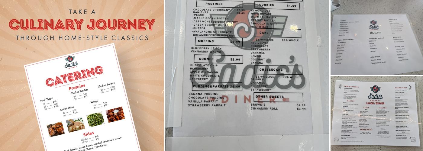 Sadie's Diner Menu