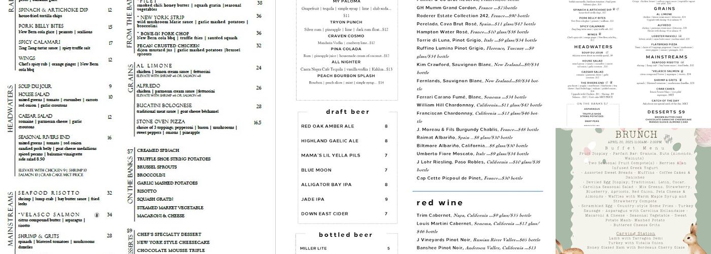 Confluence Riverfront Restaurant & Lounge Menu