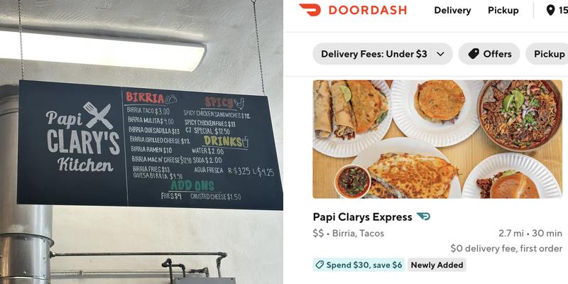 Papi Clary’s Kitchen Express Menu