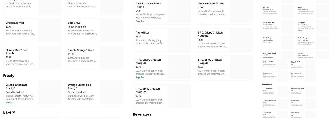 Wendy's Menu