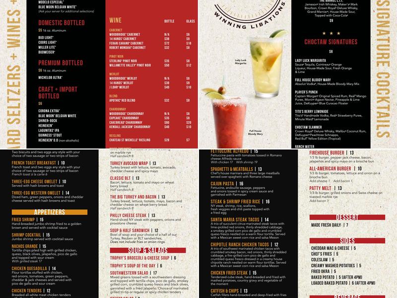 Oak Tree Lounge Menu