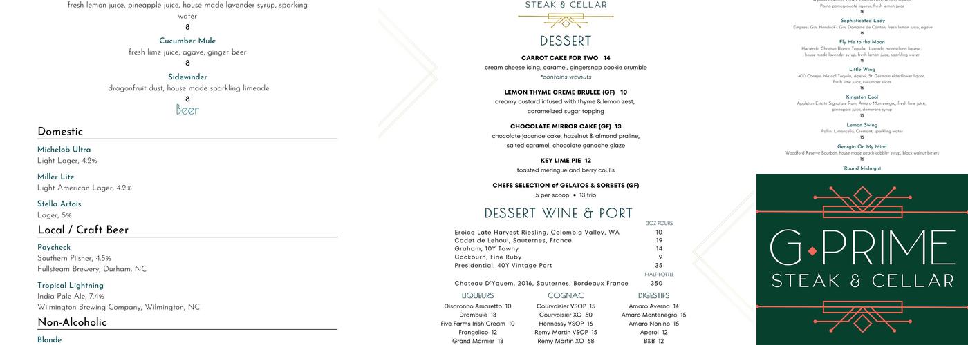G Prime Menu