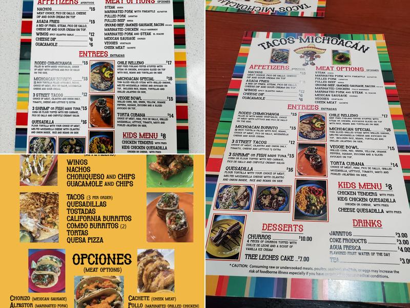 Tacos Michoacán Restaurant Menu