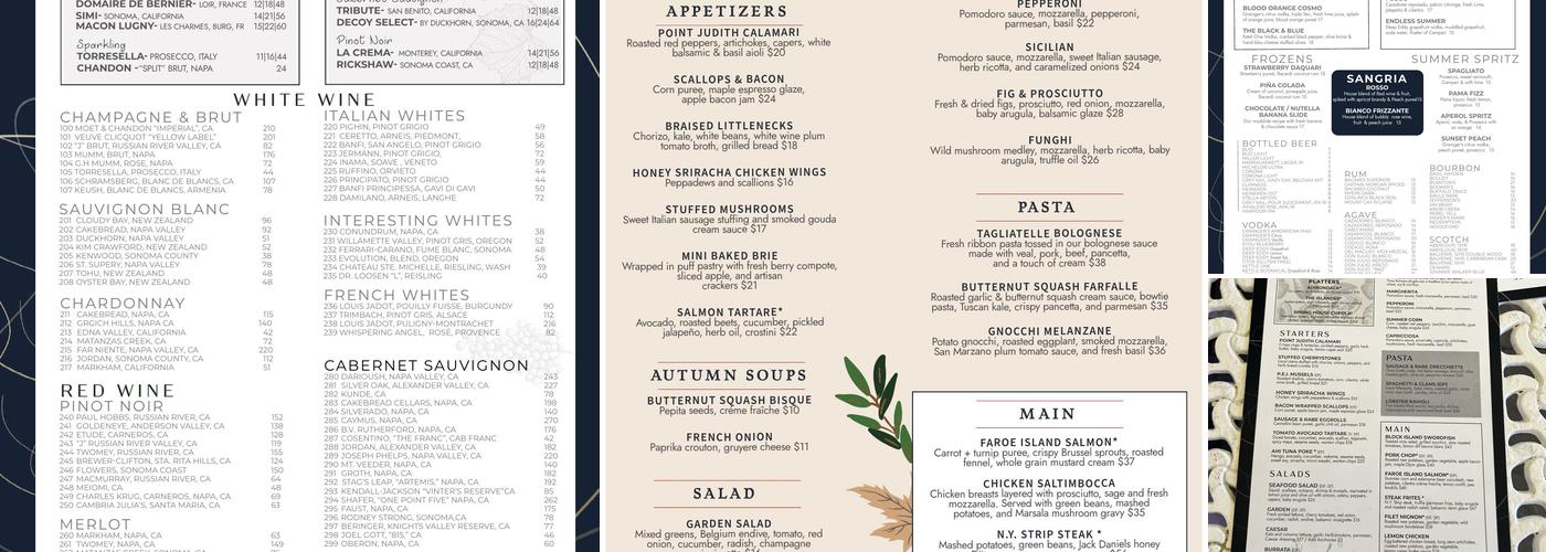 Spring House Main Restaurant Menu