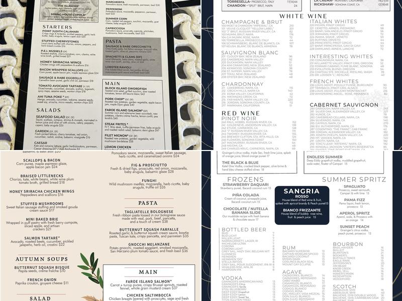 Spring House Main Restaurant Menu
