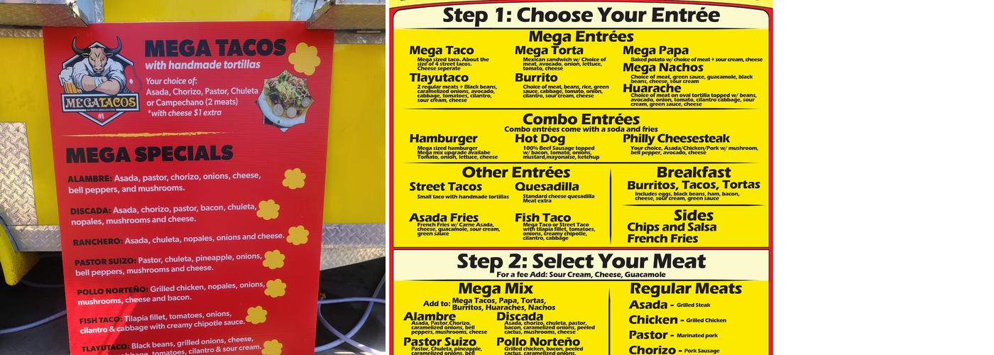 Mega Tacos #1 Menu