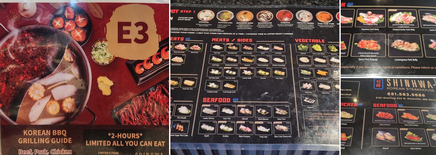 Shinhwa Korean Steakhouse Menu