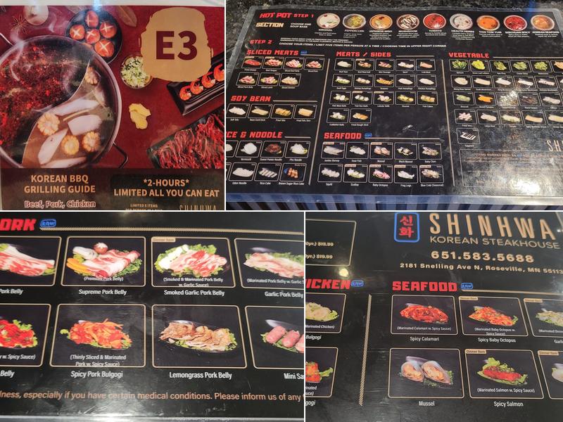 Shinhwa Korean Steakhouse Menu