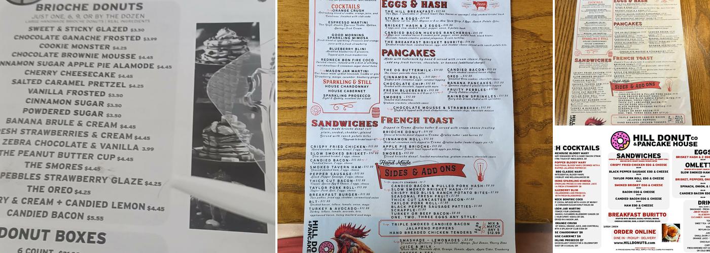 Hill Donut Co & Pancake House - Wilmington, Delaware Menu