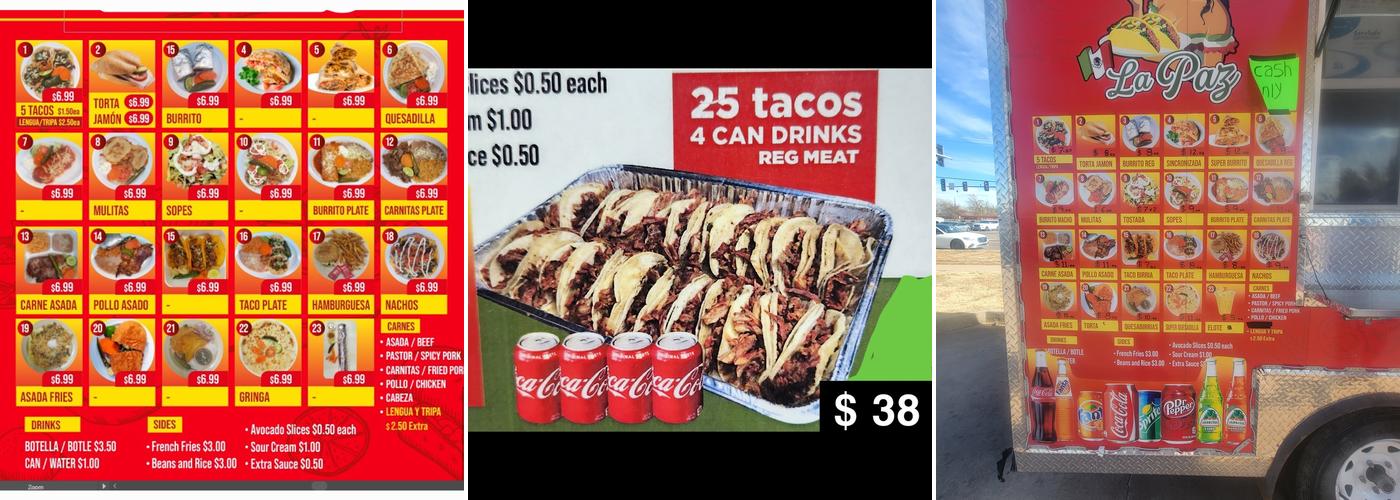 La Paz Taqueria Menu