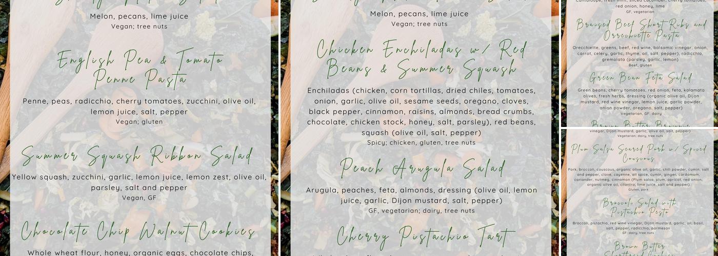 The Table Catering Menu