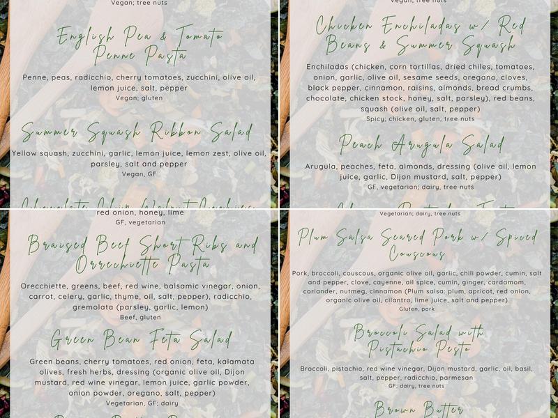 The Table Catering Menu