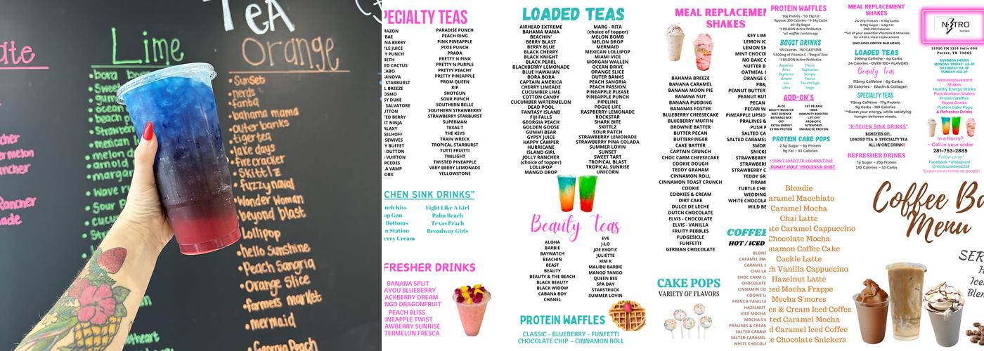 Nitro Nutrition Menu