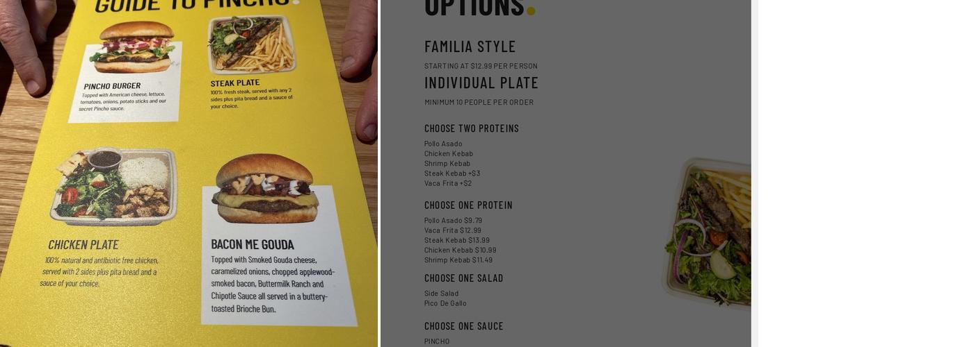 PINCHO Burgers and Kebabs Menu