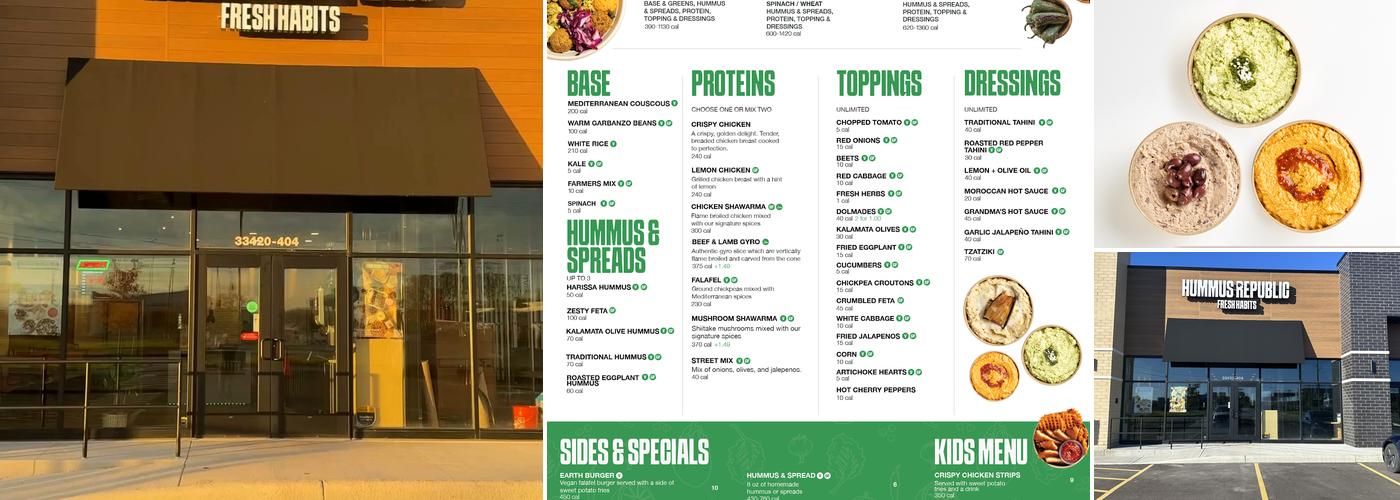 The Hummus Republic Avon Menu
