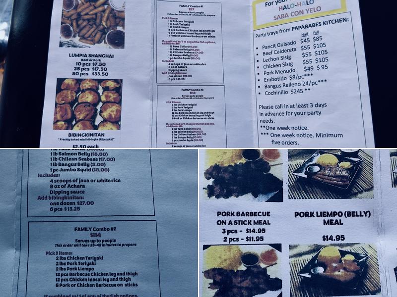 Tony's Barbecue and Bibingkinitan of Fontana Menu