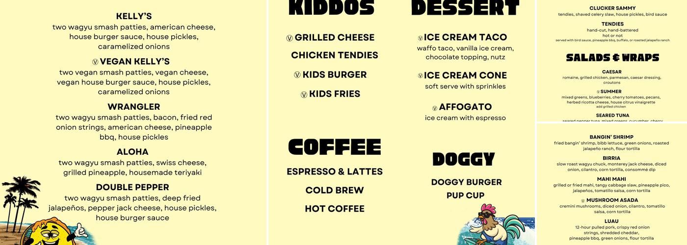 Kelly's Coastal Cabana Menu