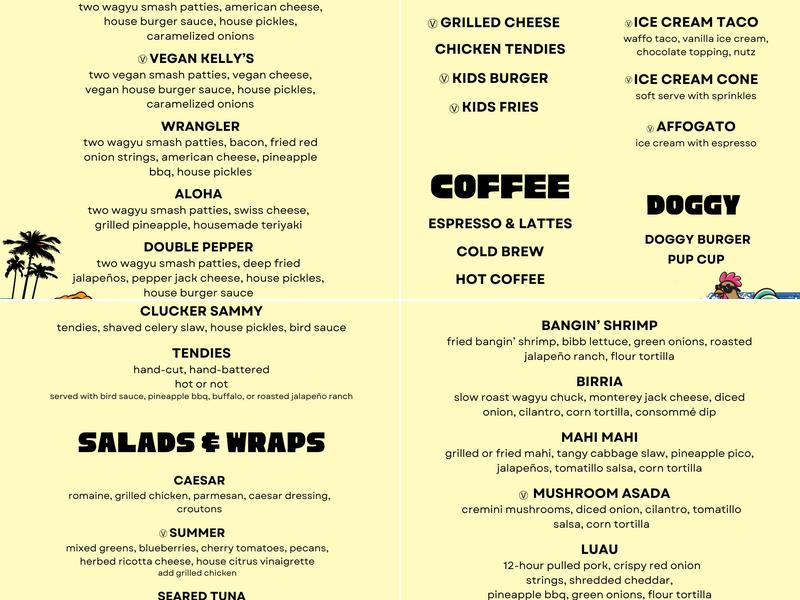 Kelly's Coastal Cabana Menu